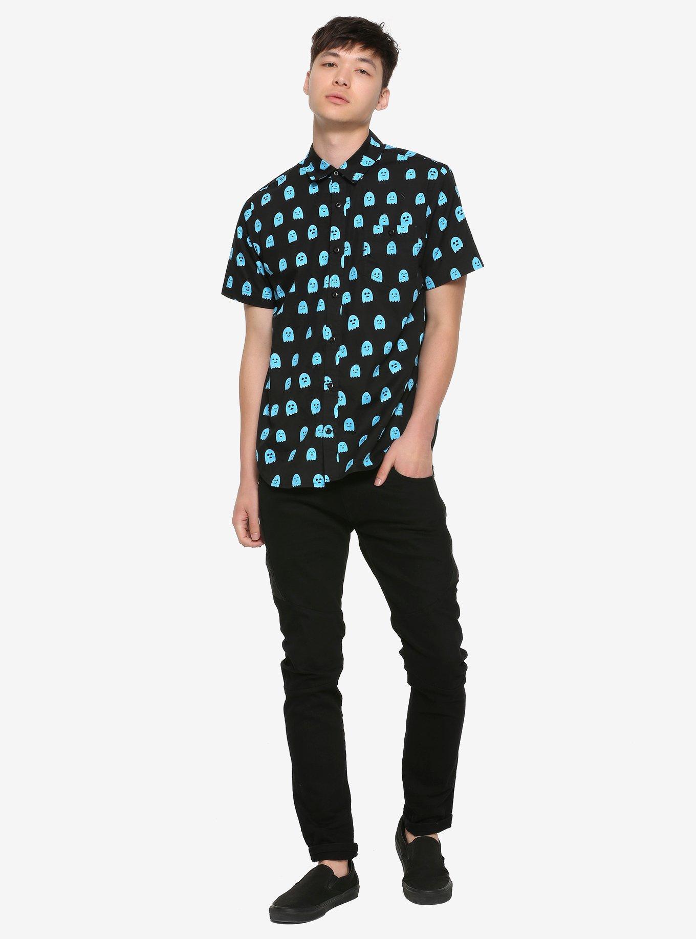 Blue Ghost Woven Button-Up Hot Topic Exclusive, , alternate