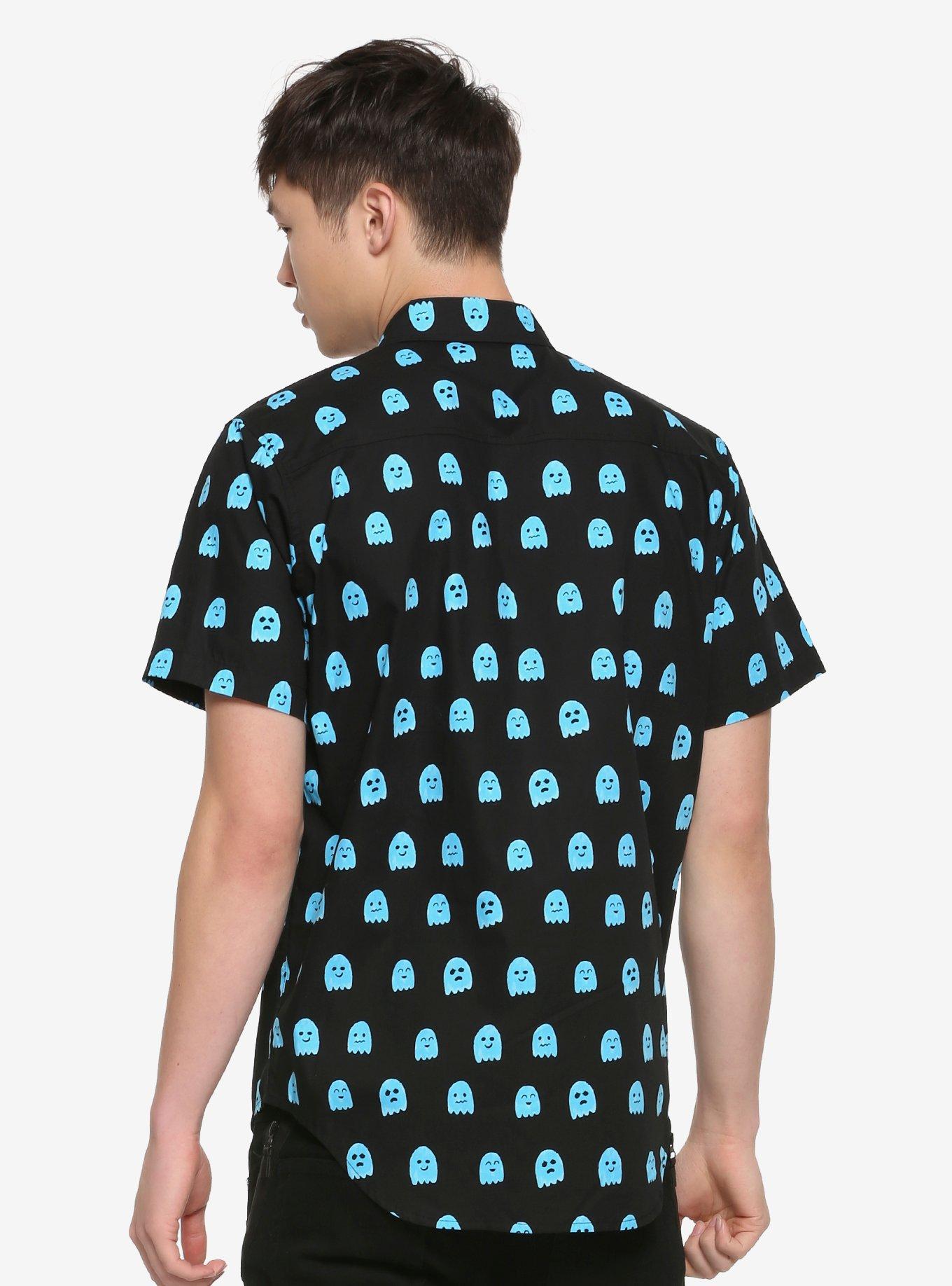 Blue Ghost Woven Button-Up Hot Topic Exclusive, , alternate