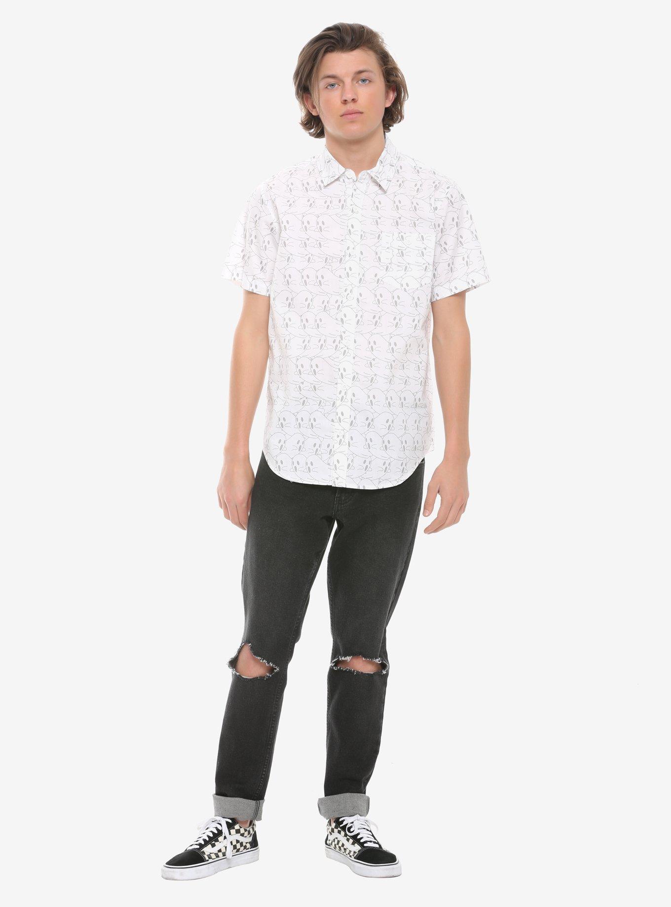 Ghost Patterns Woven Button-Up, WHITE, alternate
