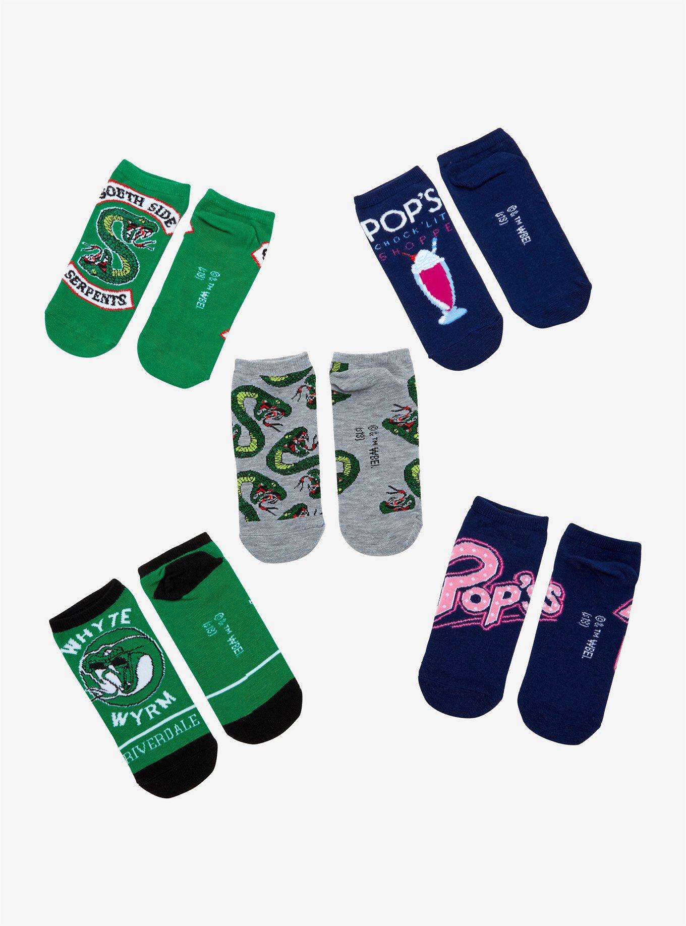 Riverdale Serpent & Pop's No-Show Socks 5 Pair, , alternate