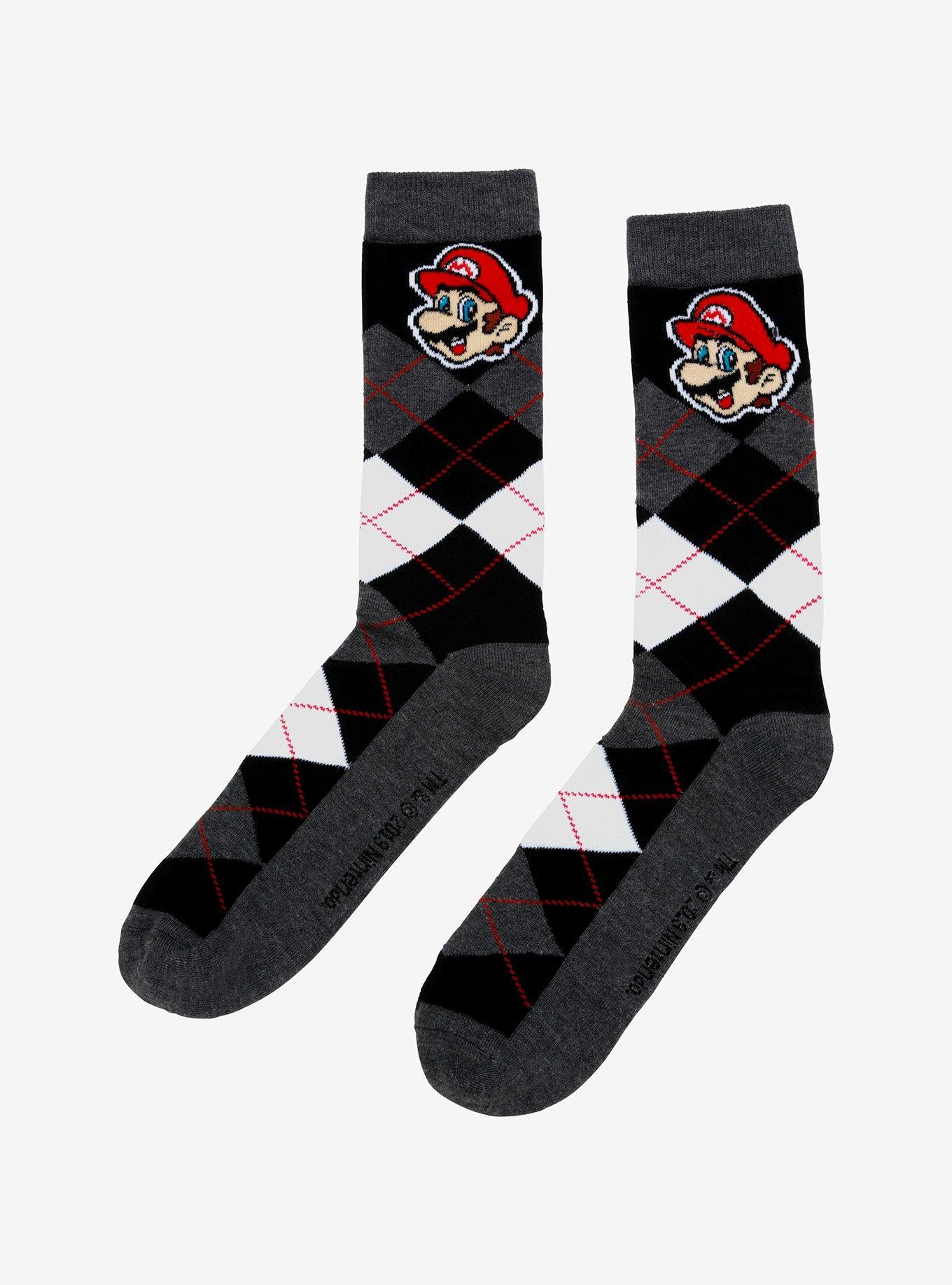 Super Mario Bros. Argyle Mario Crew Socks, , alternate