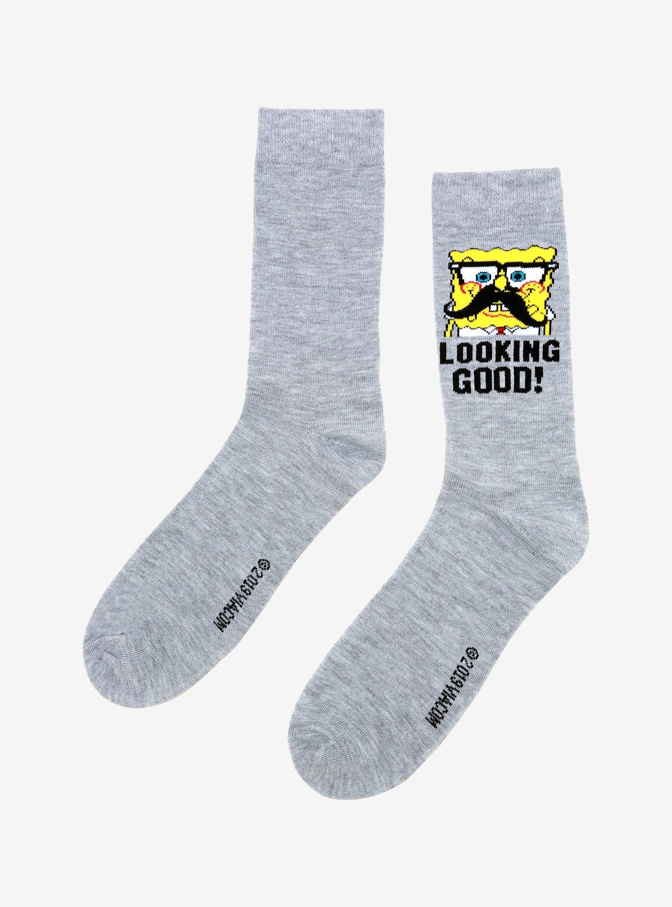 SpongeBob SquarePants Mustache Crew Socks, , alternate