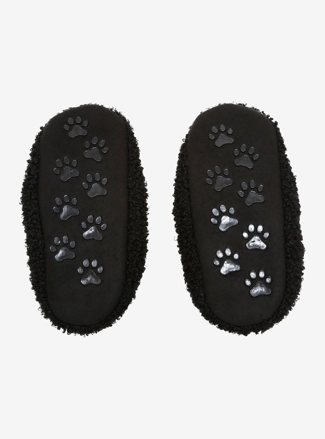 Black Cat Fuzzy Girls Slipper Socks, , alternate