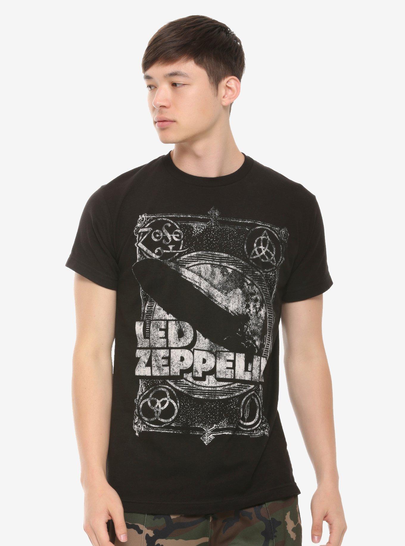 Led Zeppelin Zoso Blimp Distressed Print T-Shirt, BLACK, alternate
