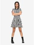 Black & White Stripe Collared Dress, , alternate
