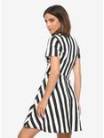 Black & White Stripe Collared Dress, , alternate