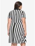 Black & White Striped Collared Dress Plus Size, , alternate