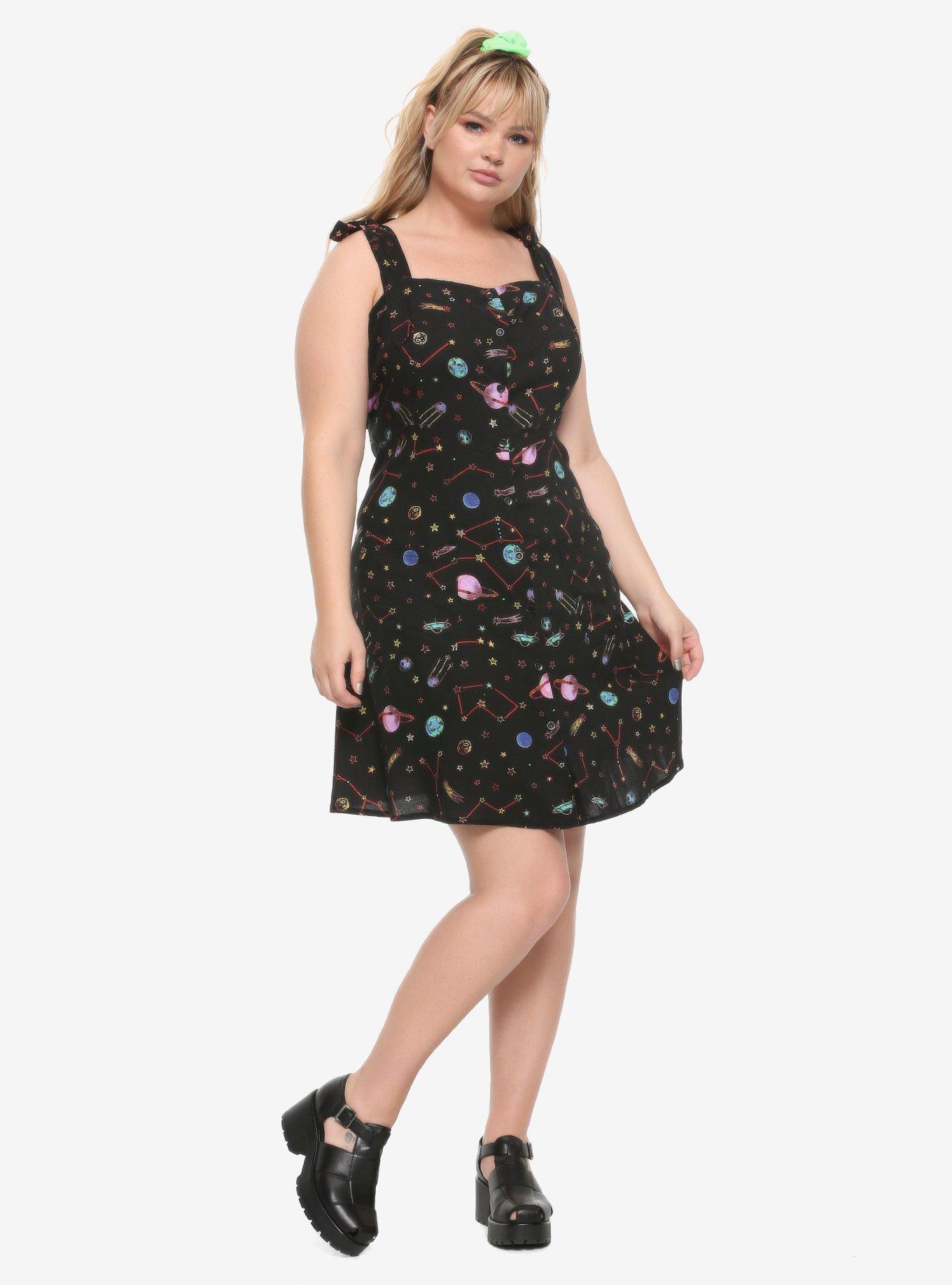Constellations & Planets Button-Front Dress Plus Size, , alternate
