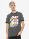Gay All Day Ringer T-Shirt, BLACK, alternate