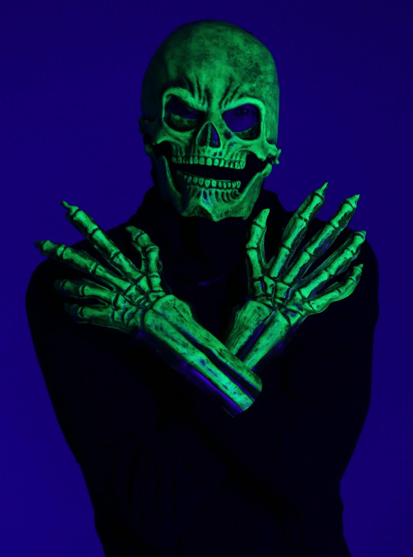 Zagone Studios Green UV Glow Sock Skull Costume Kit, , alternate