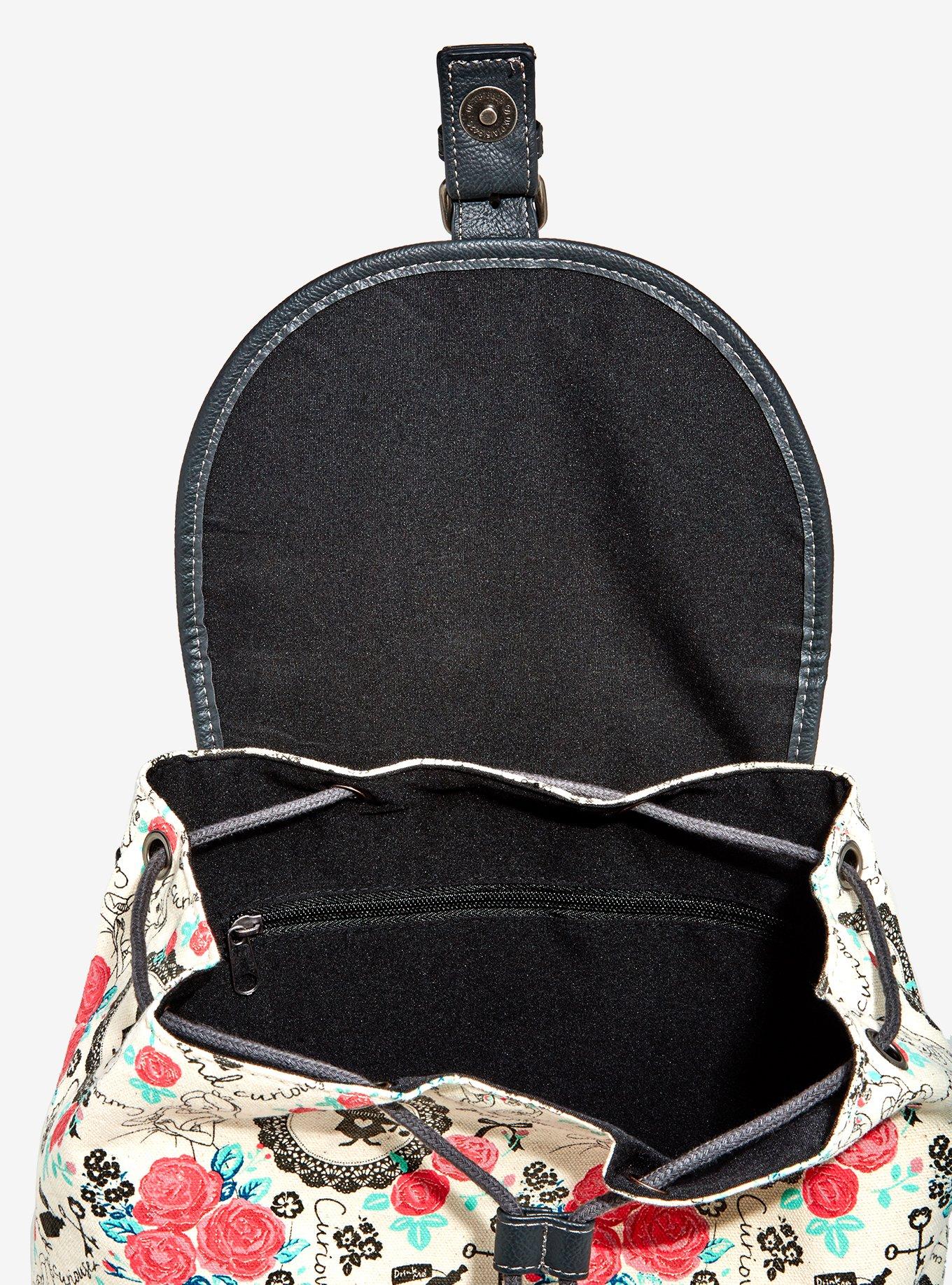 Loungefly Disney Alice In Wonderland Roses Allover Print Canvas Backpack, , alternate