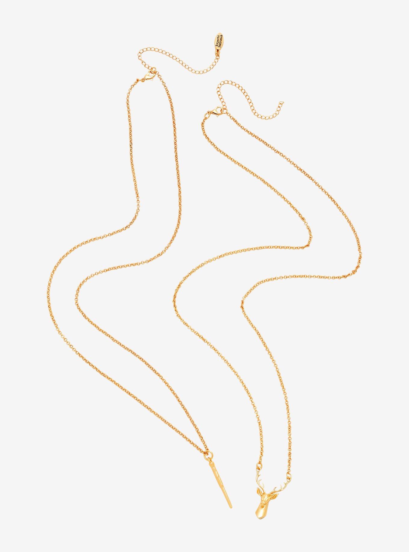 Harry Potter Harry Wand & Stag Patronus Necklace Set - BoxLunch Exclusive, , alternate