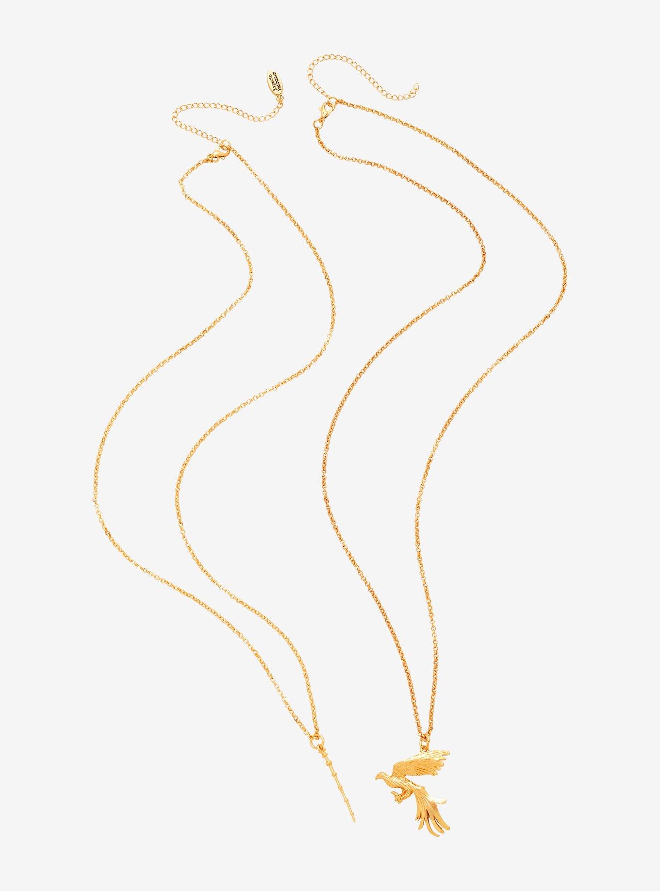Harry Potter Dumbledore Wand & Phoenix Patronus Necklace Set, , alternate