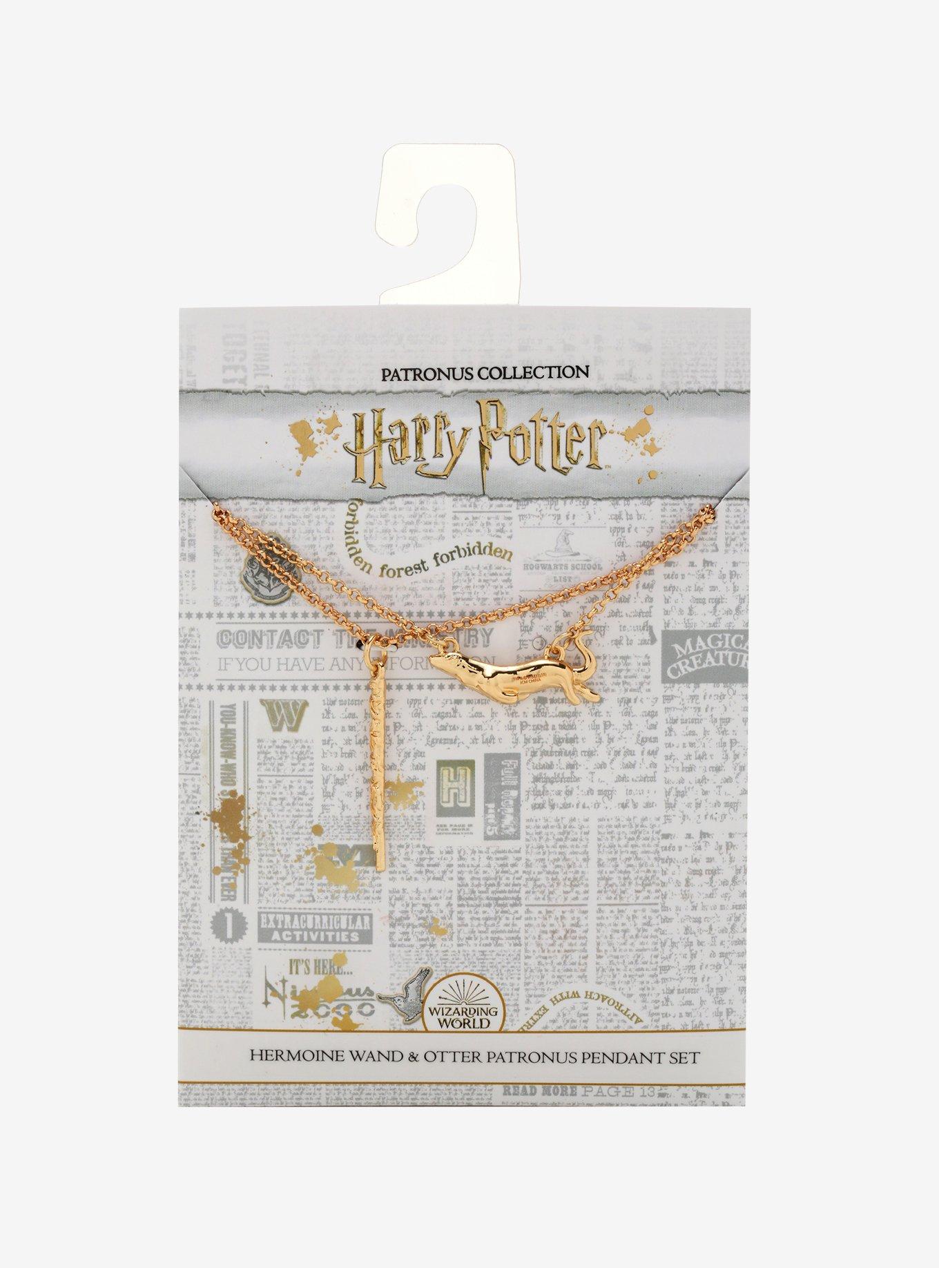 Harry Potter Hermione Wand & Otter Patronus Necklace Set - BoxLunch Exclusive, , alternate