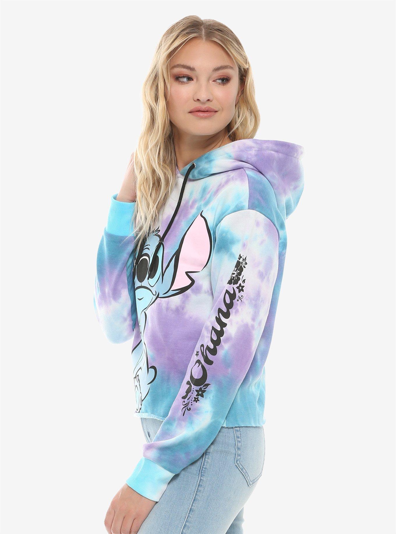 Disney Lilo & Stitch Tie-Dye Crop Girls Hoodie, MULTI, alternate