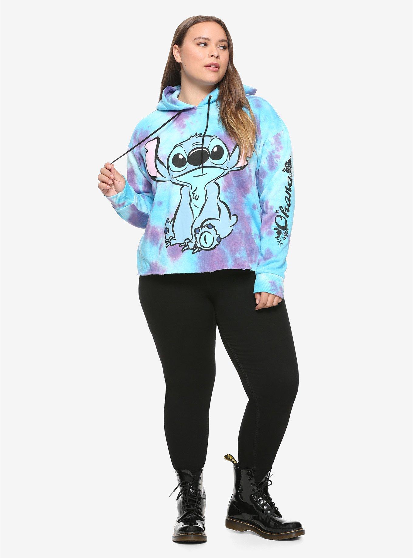 Disney Lilo & Stitch Tie-Dye Crop Girls Hoodie Plus Size, MULTI, alternate