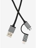 2-In-1 Black 7 White Checkered Charging Cable, , alternate