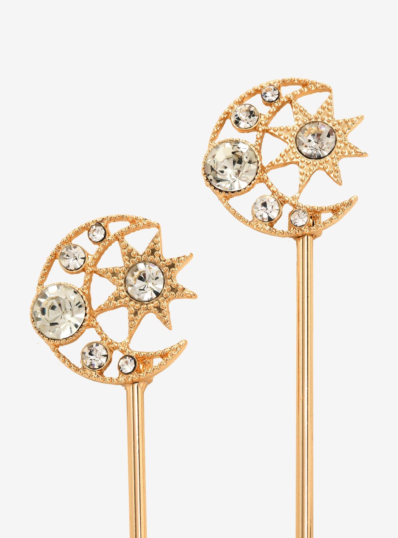 Crescent Moon Star Hair Sticks - BoxLunch Exclusive, , alternate