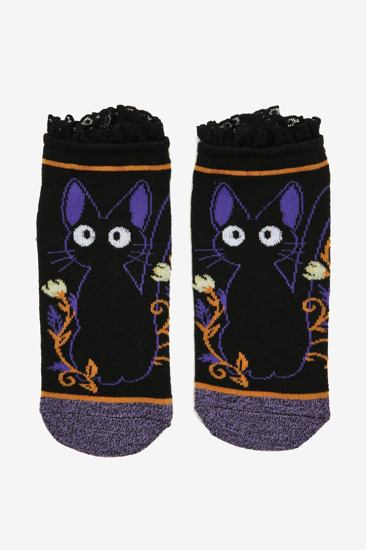 Studio Ghibli Kiki’s Delivery Service Jiji Floral Lace Ankle Socks, , alternate