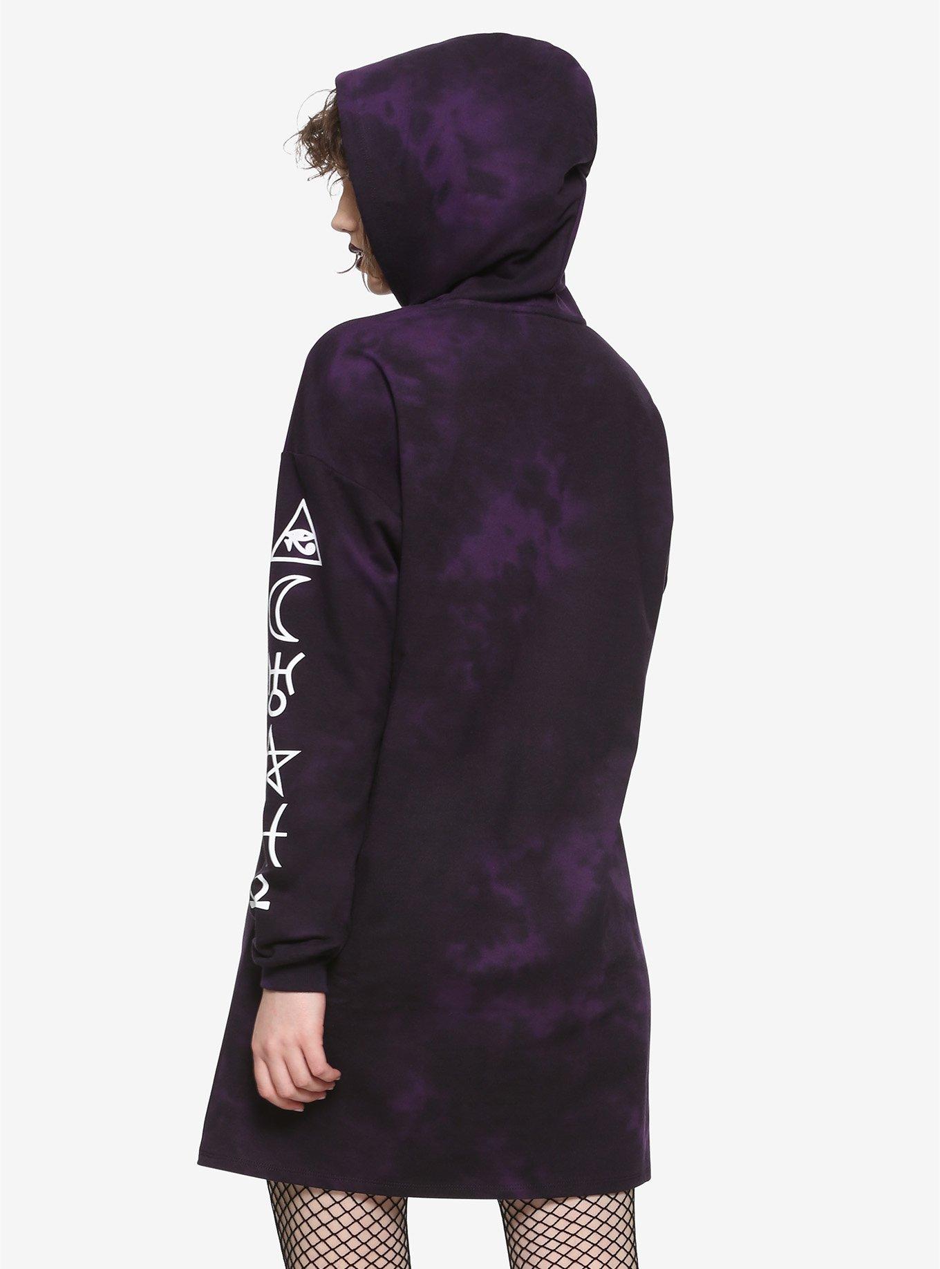 Support Your Local Coven Purple Tie-Dye Hoodie Dress, TIE DYE, alternate