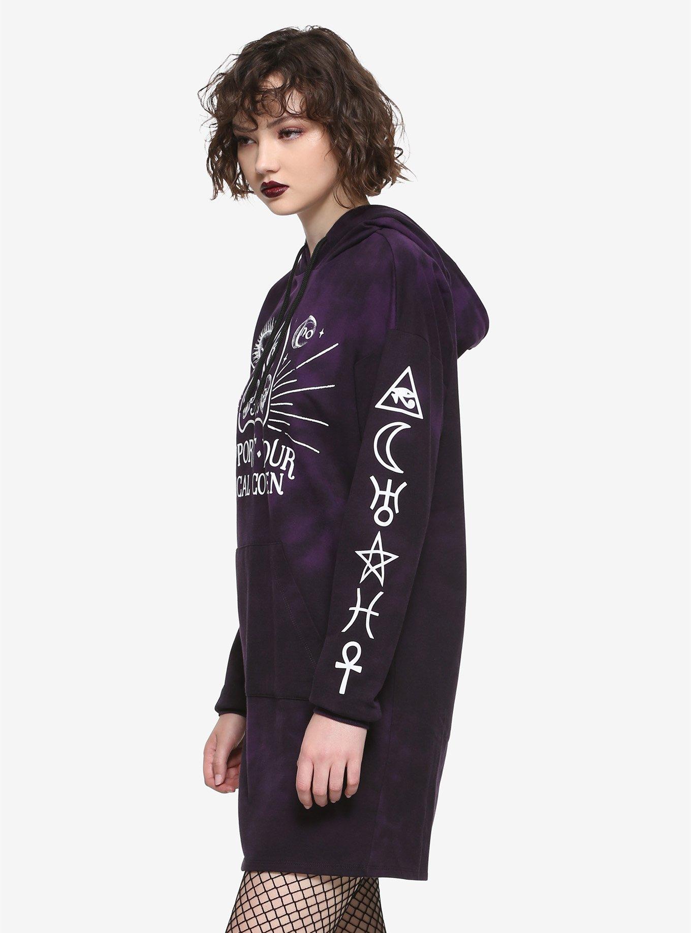 Support Your Local Coven Purple Tie-Dye Hoodie Dress, TIE DYE, alternate