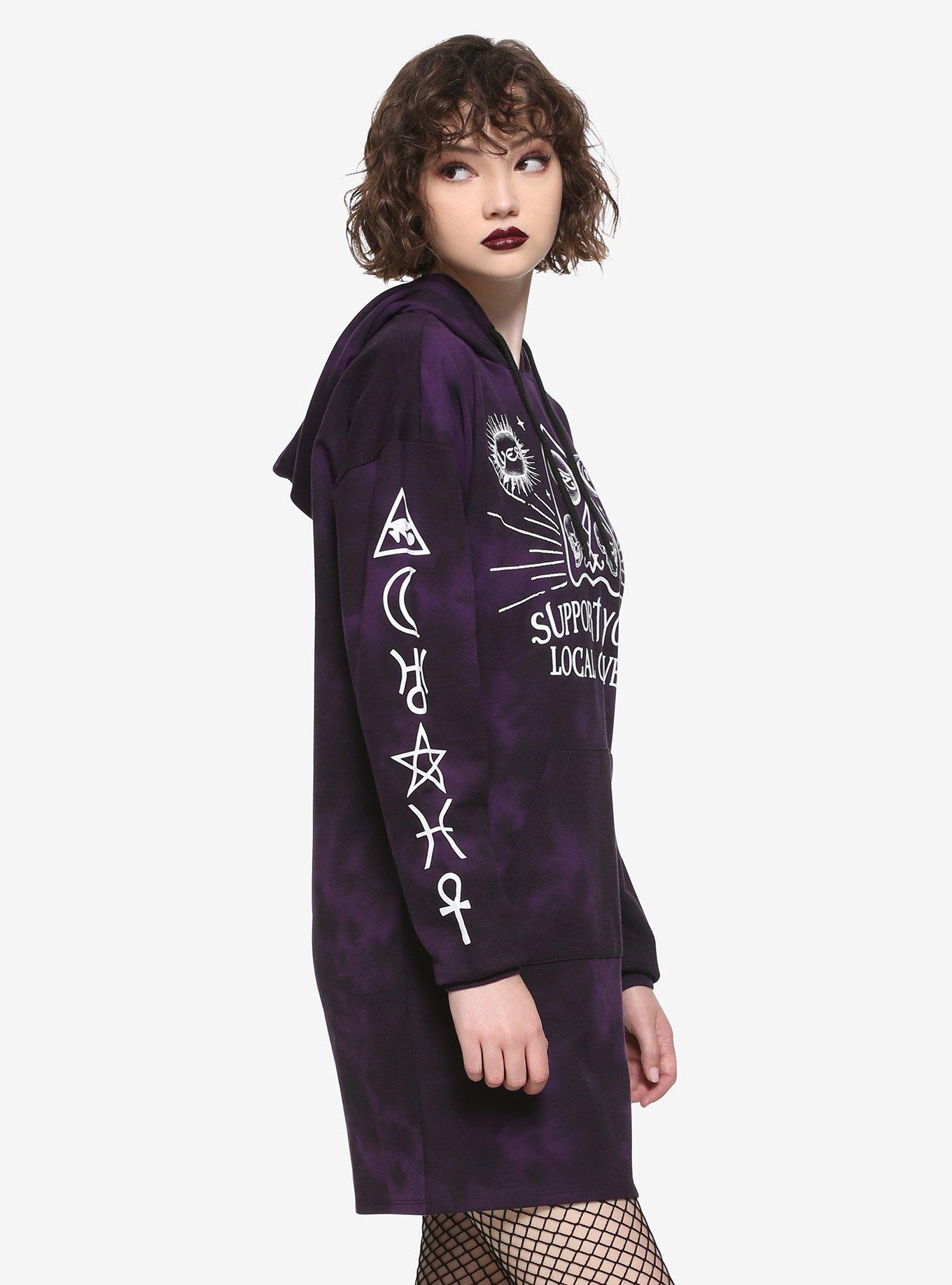 Support Your Local Coven Purple Tie-Dye Hoodie Dress, TIE DYE, alternate