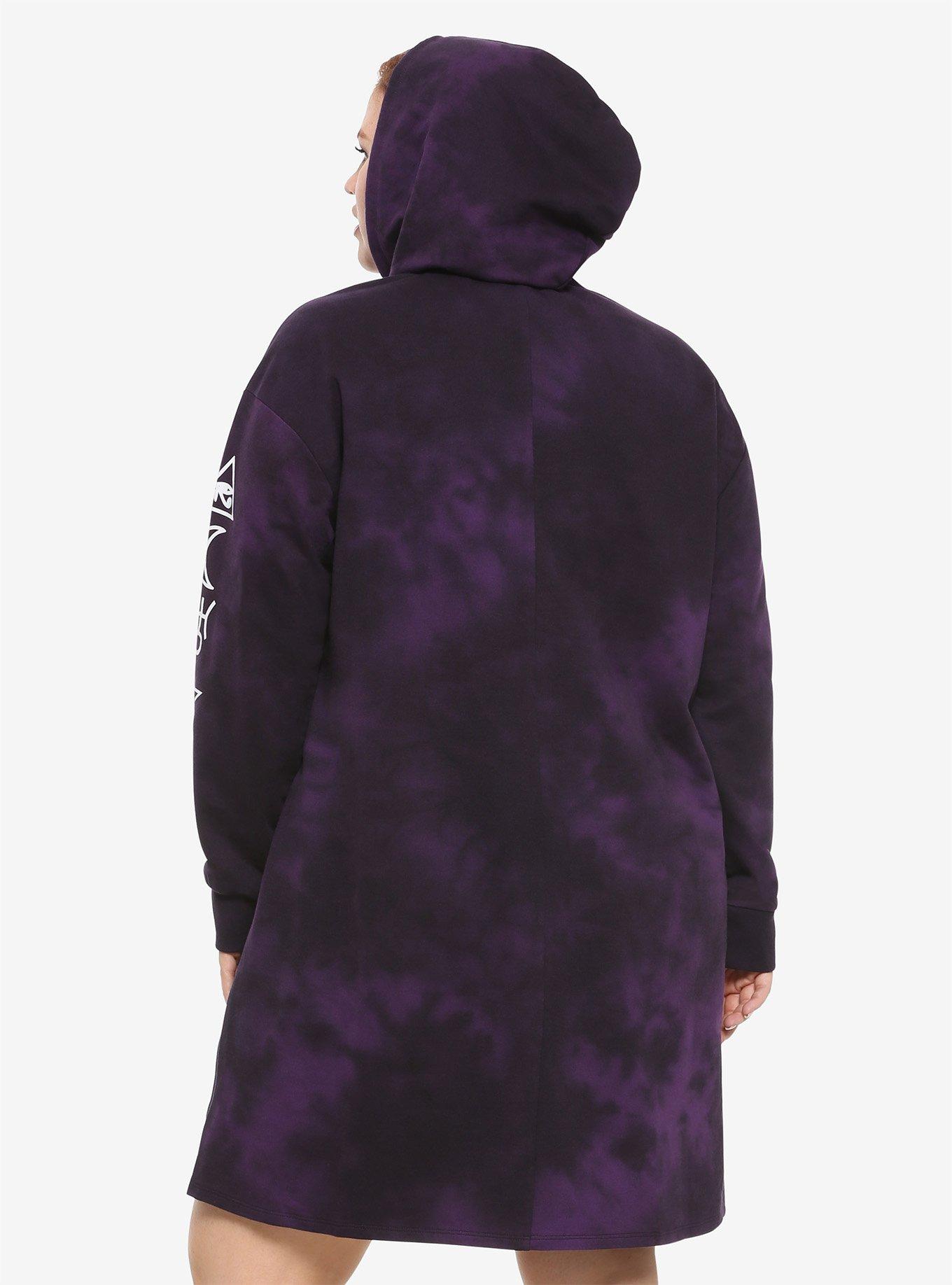 Support Your Local Coven Purple Tie-Dye Hoodie Dress Plus Size, TIE DYE, alternate