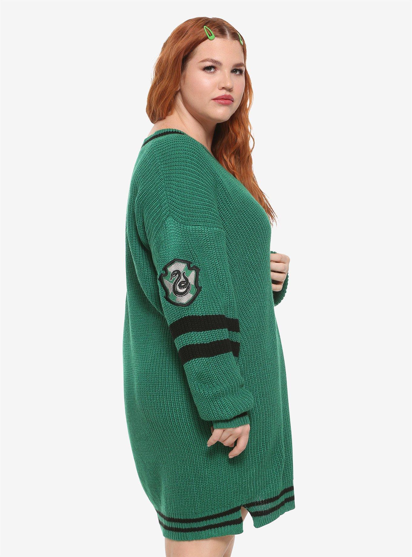 Harry Potter Slytherin Sweater Dress Plus Size, GREEN, alternate