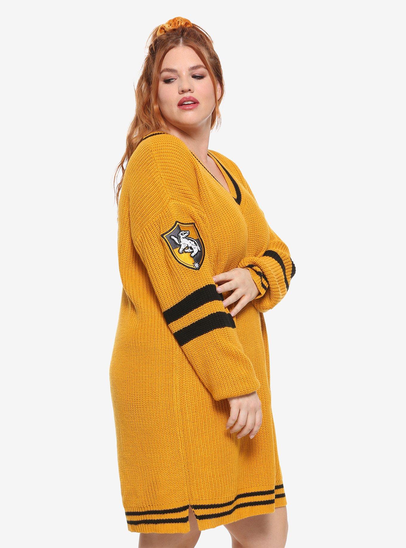 Harry Potter Hufflepuff Sweater Dress Plus Size, YELLOW, alternate