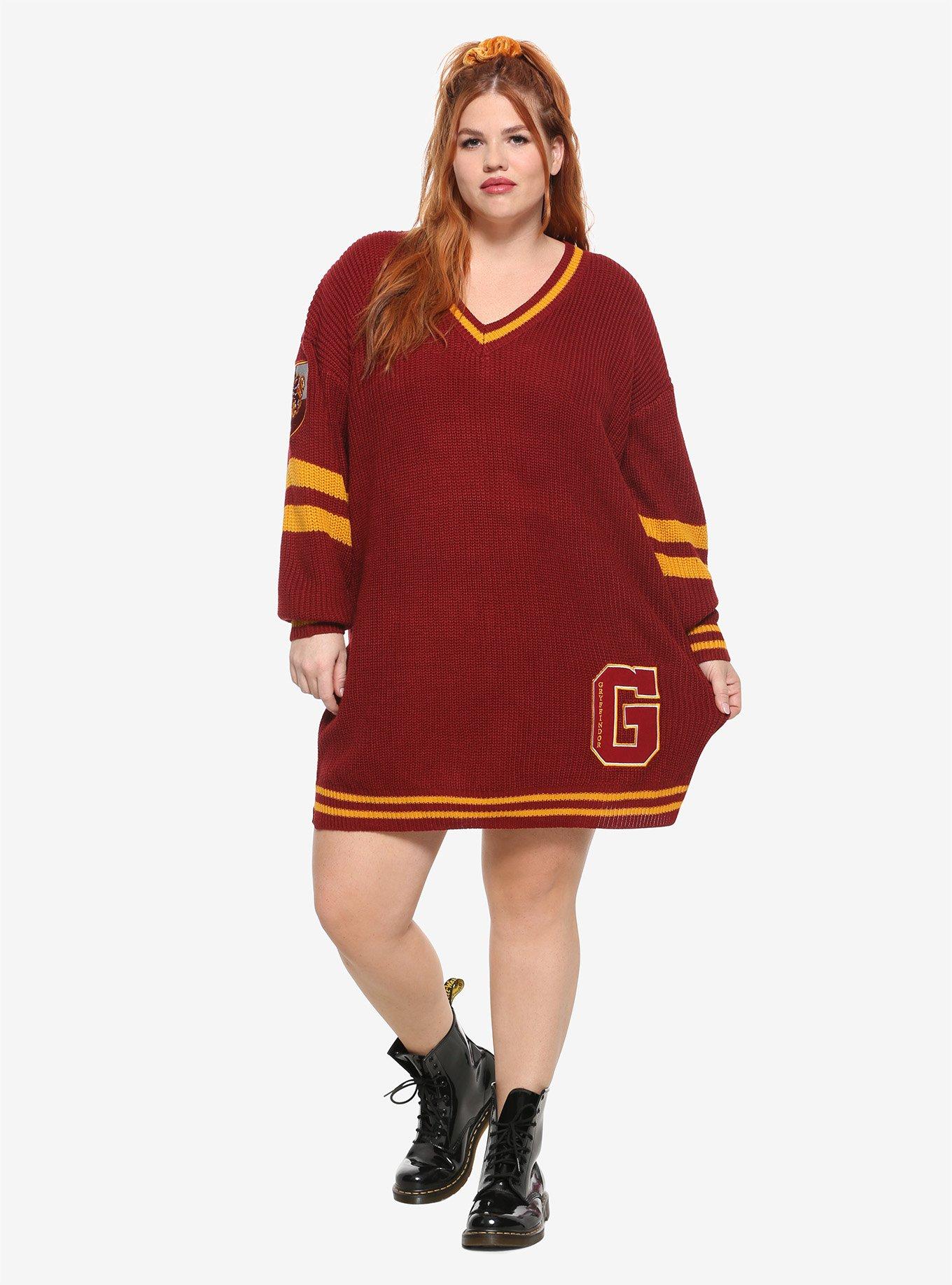 Harry Potter Gryffindor Sweater Dress Plus Size, BURGUNDY, alternate