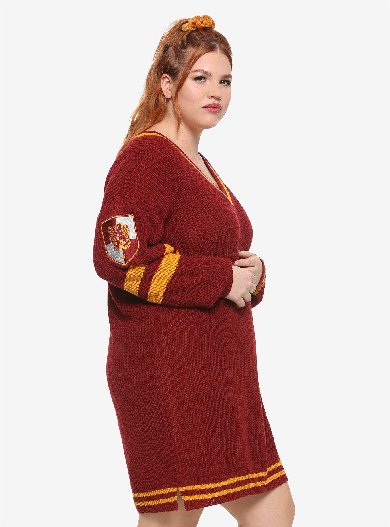 Harry Potter Gryffindor Sweater Dress Plus Size, BURGUNDY, alternate