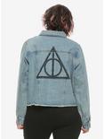 Harry Potter Deathly Hallows Girls Crop Denim Jacket Plus Size, MULTI, alternate