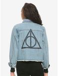 Harry Potter Deathly Hallows Girls Crop Denim Jacket, MULTI, alternate