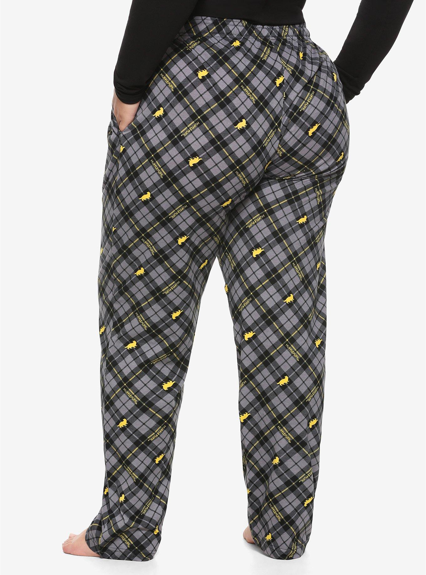 Harry Potter Hufflepuff Plaid Girls Pajama Pants Plus Size, PLAID, alternate
