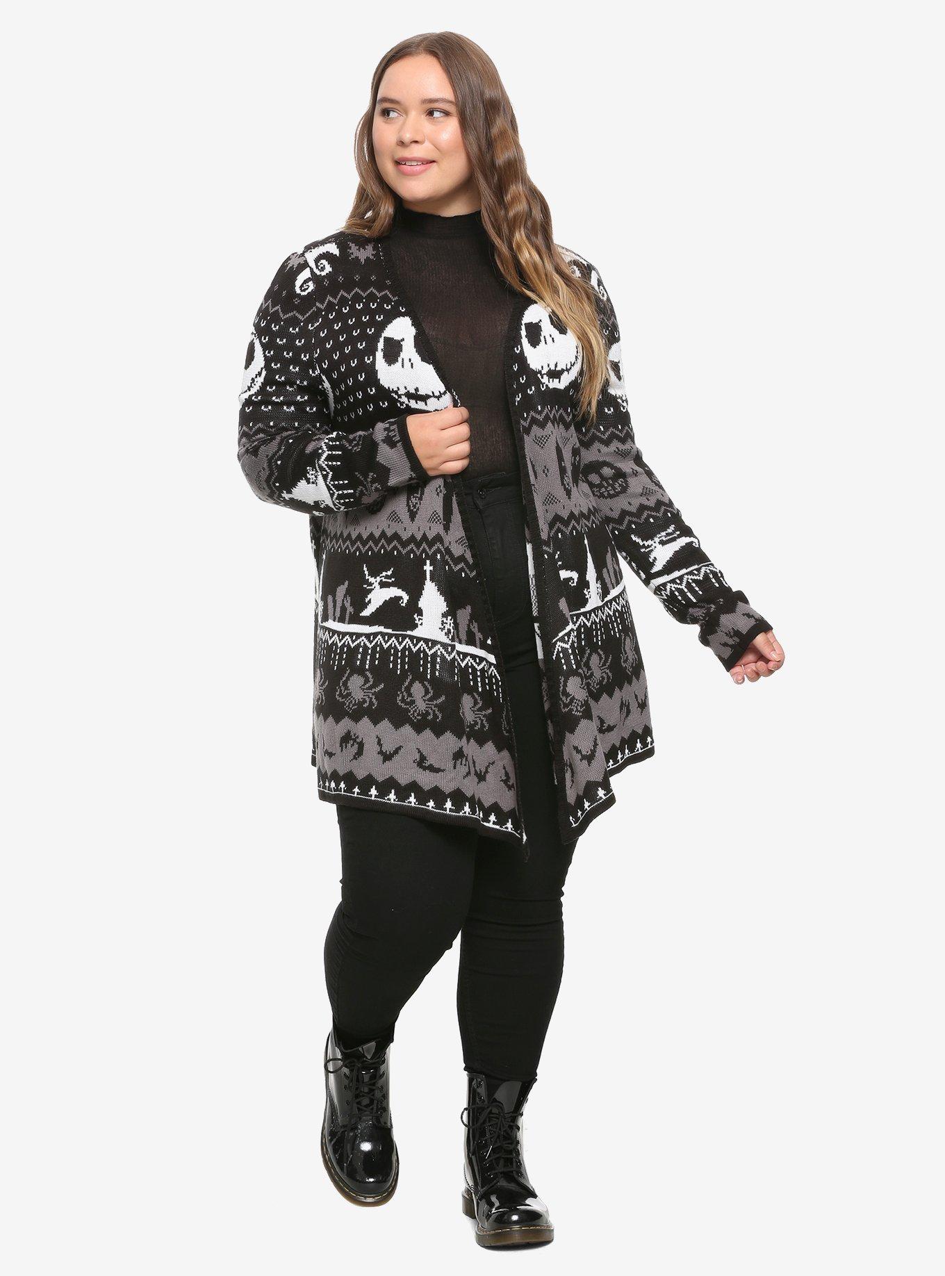 The Nightmare Before Christmas Jack Fair Isle Cardigan Plus Size, , alternate