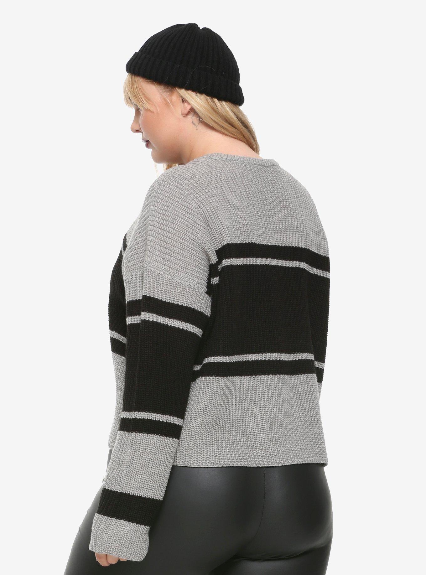 The Nightmare Before Christmas Jack Striped Crop Sweater Plus Size, , alternate