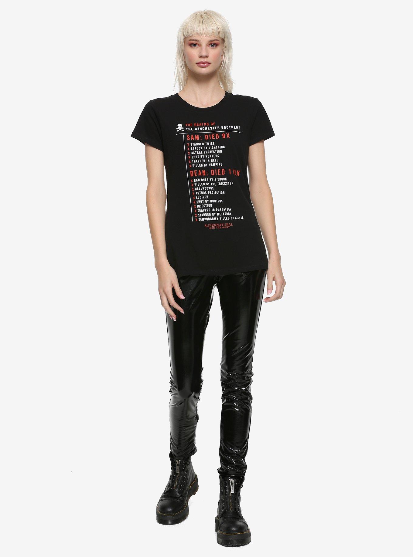Supernatural Winchester Brothers Death List Girls T-Shirt, WHITE, alternate