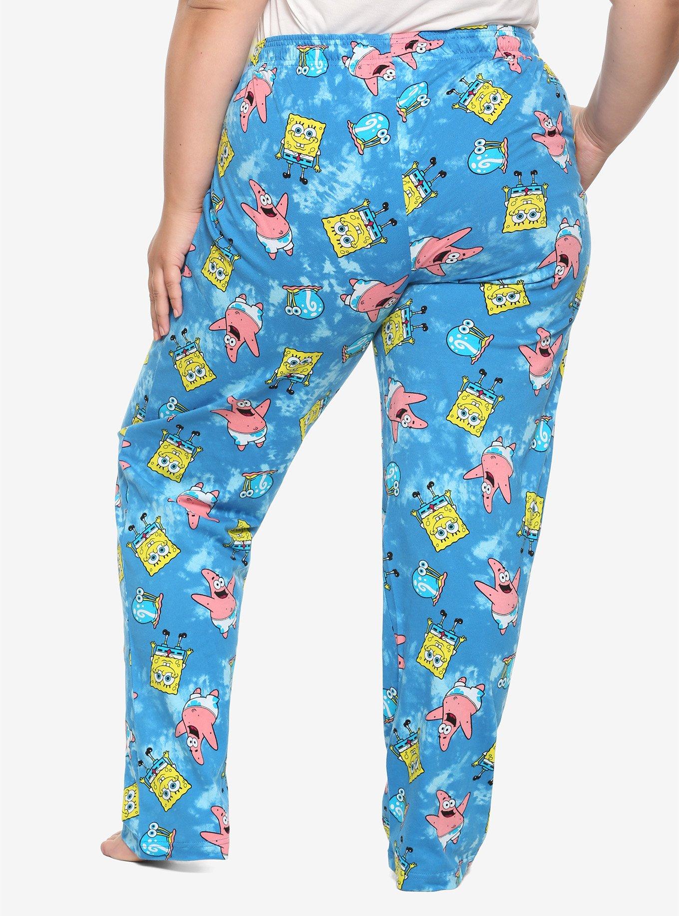 SpongeBob SquarePants Blue Tie-Dye Girls Pajama Pants Plus Size, TIE DYE, alternate