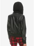 Black Hooded Fur Lined Girls Jacket, BLACK, alternate
