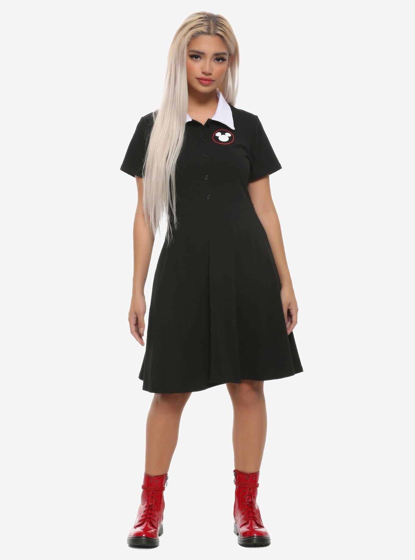 Disney Mickey Mouse Black & White Collared Dress, , alternate