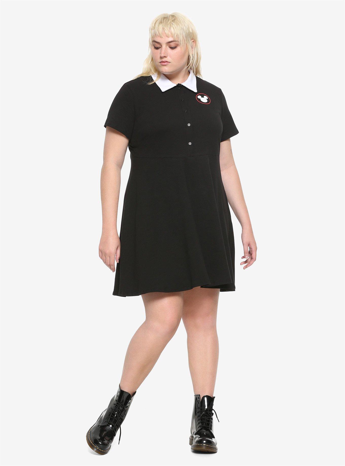 Disney Mickey Mouse Black & White Collared Dress Plus Size, , alternate
