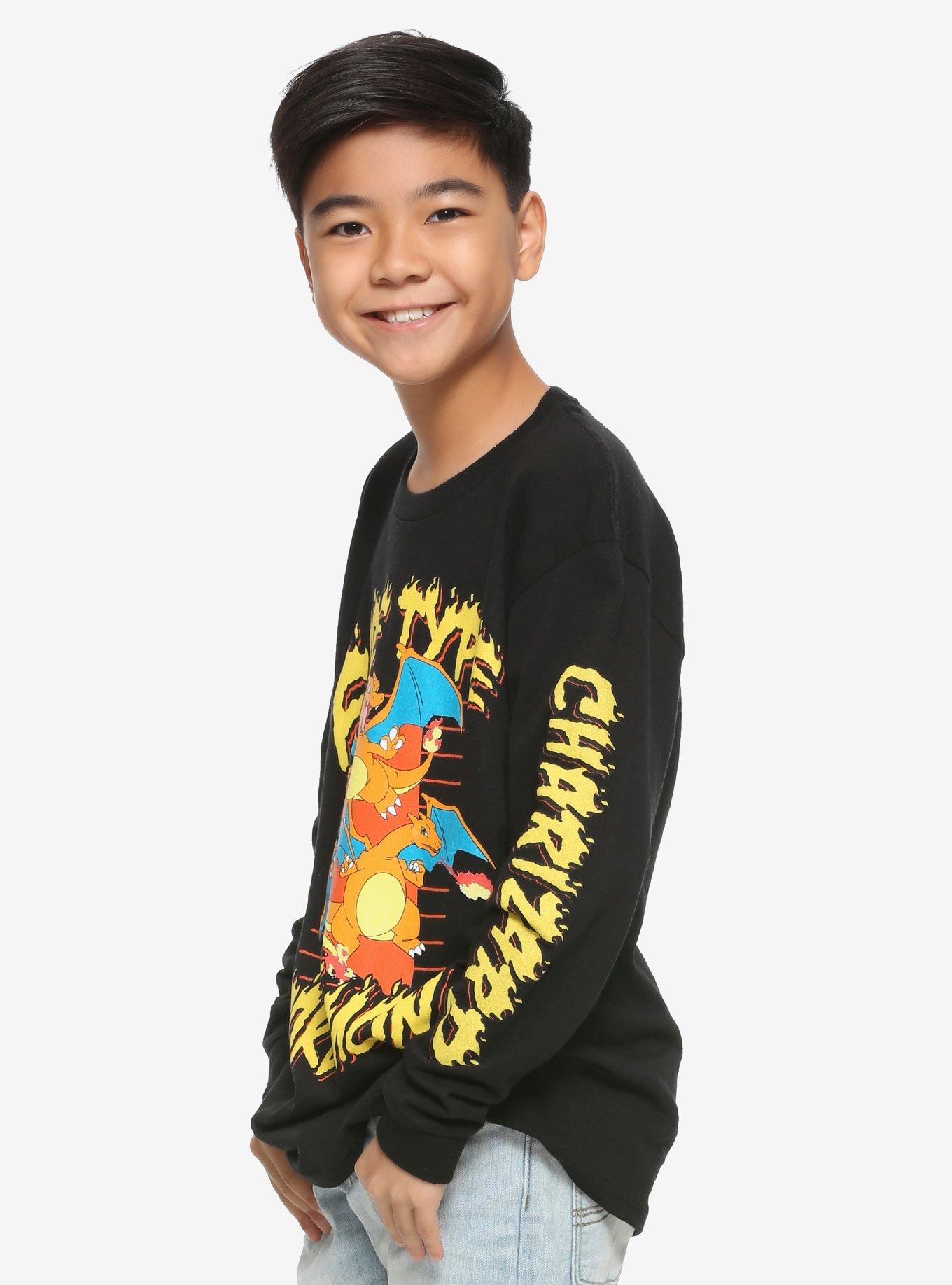 Pokemon Fire Type Charizard Youth Long Sleeve T-Shirt, , alternate
