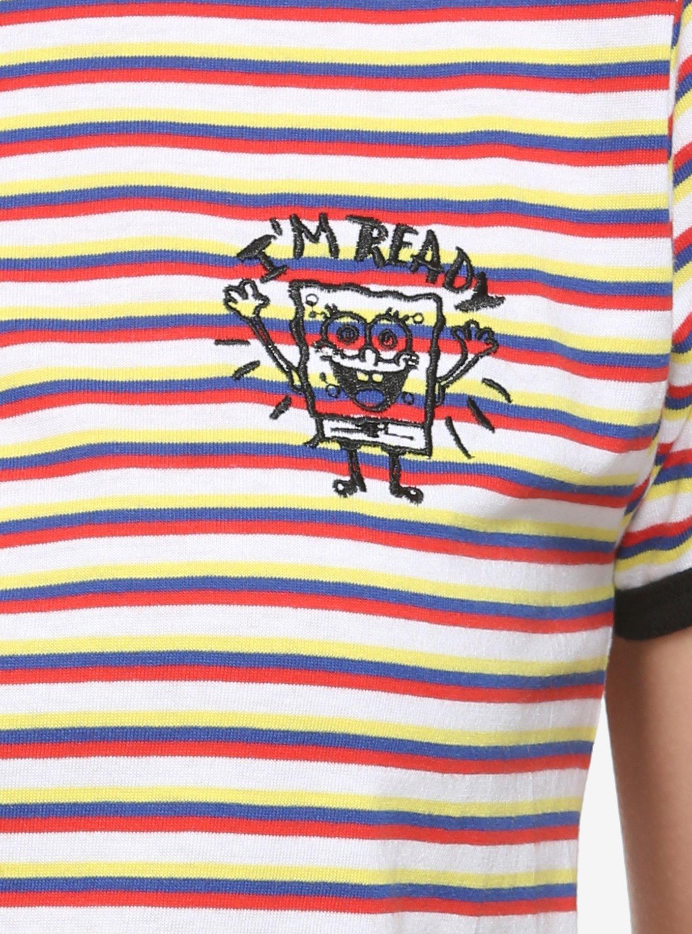 SpongeBob SquarePants Striped I'm Ready Girls Ringer T-Shirt, MULTI, alternate
