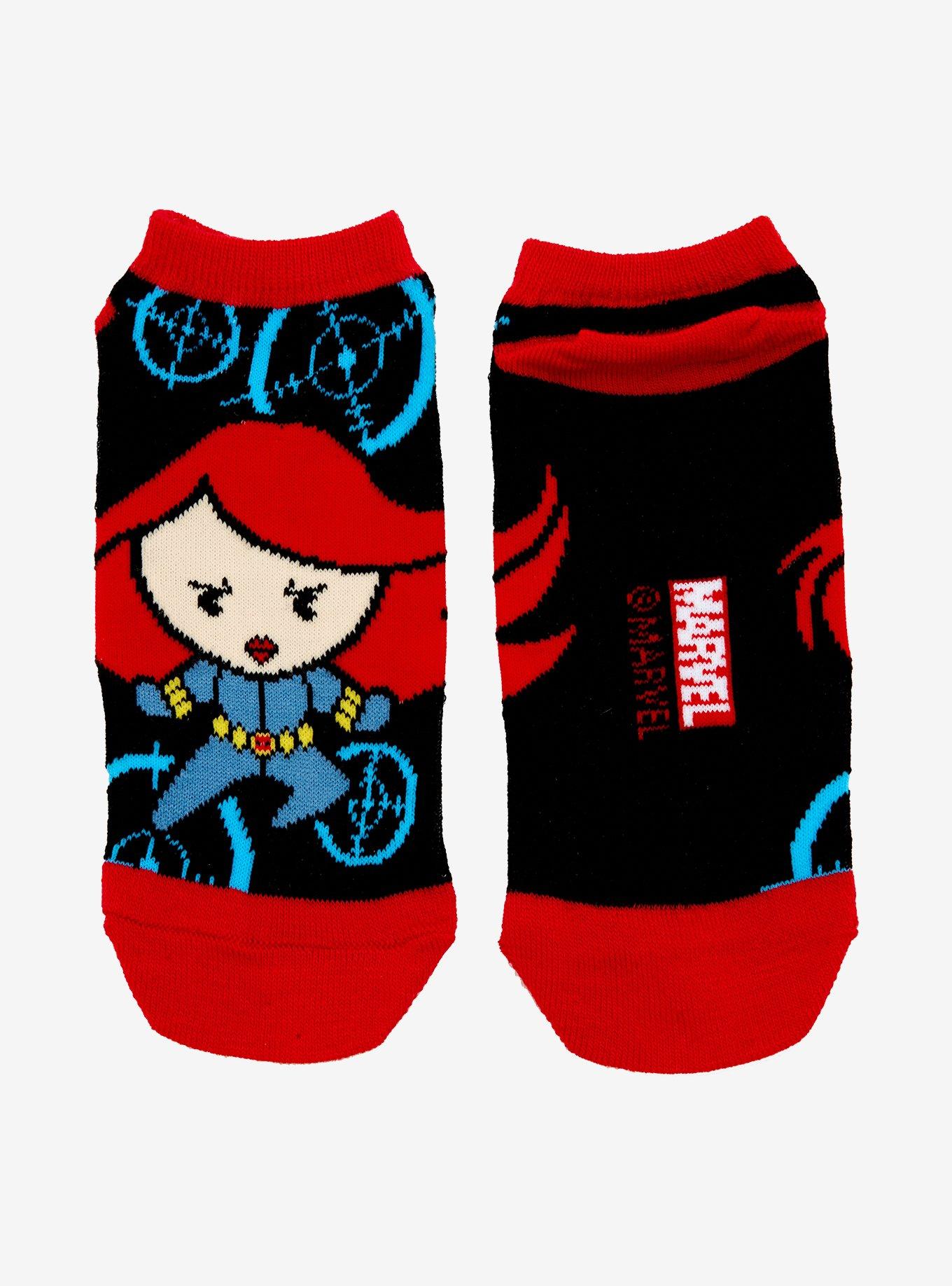 Marvel Avengers Chibi Black Widow No-Show Socks, , alternate