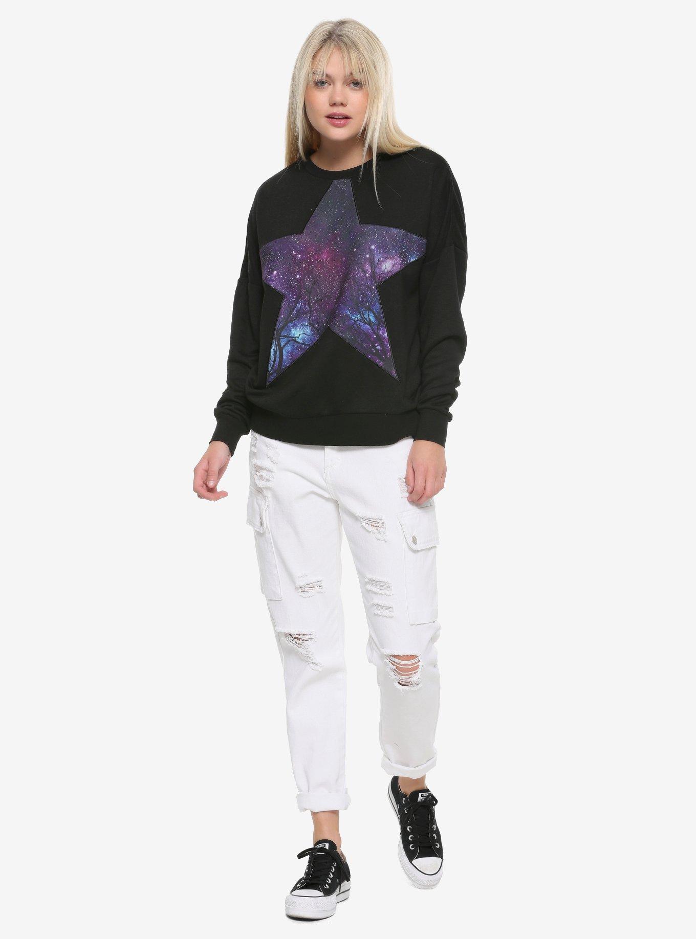 Starry Night Applique Girls Sweatshirt, MULTI, alternate