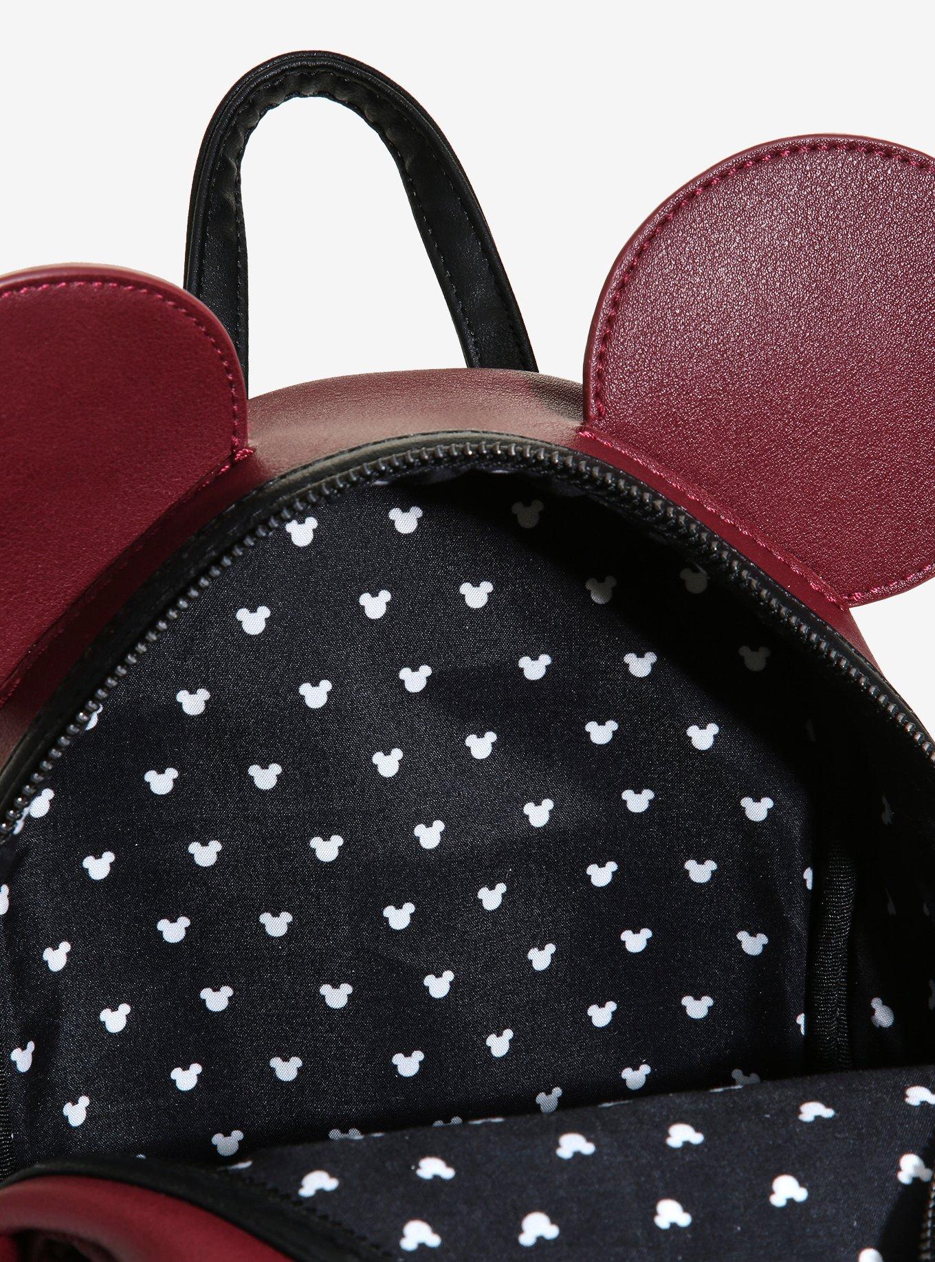 Loungefly Disney Minnie Mouse Burgundy & Velvet Mini Backpack, , alternate