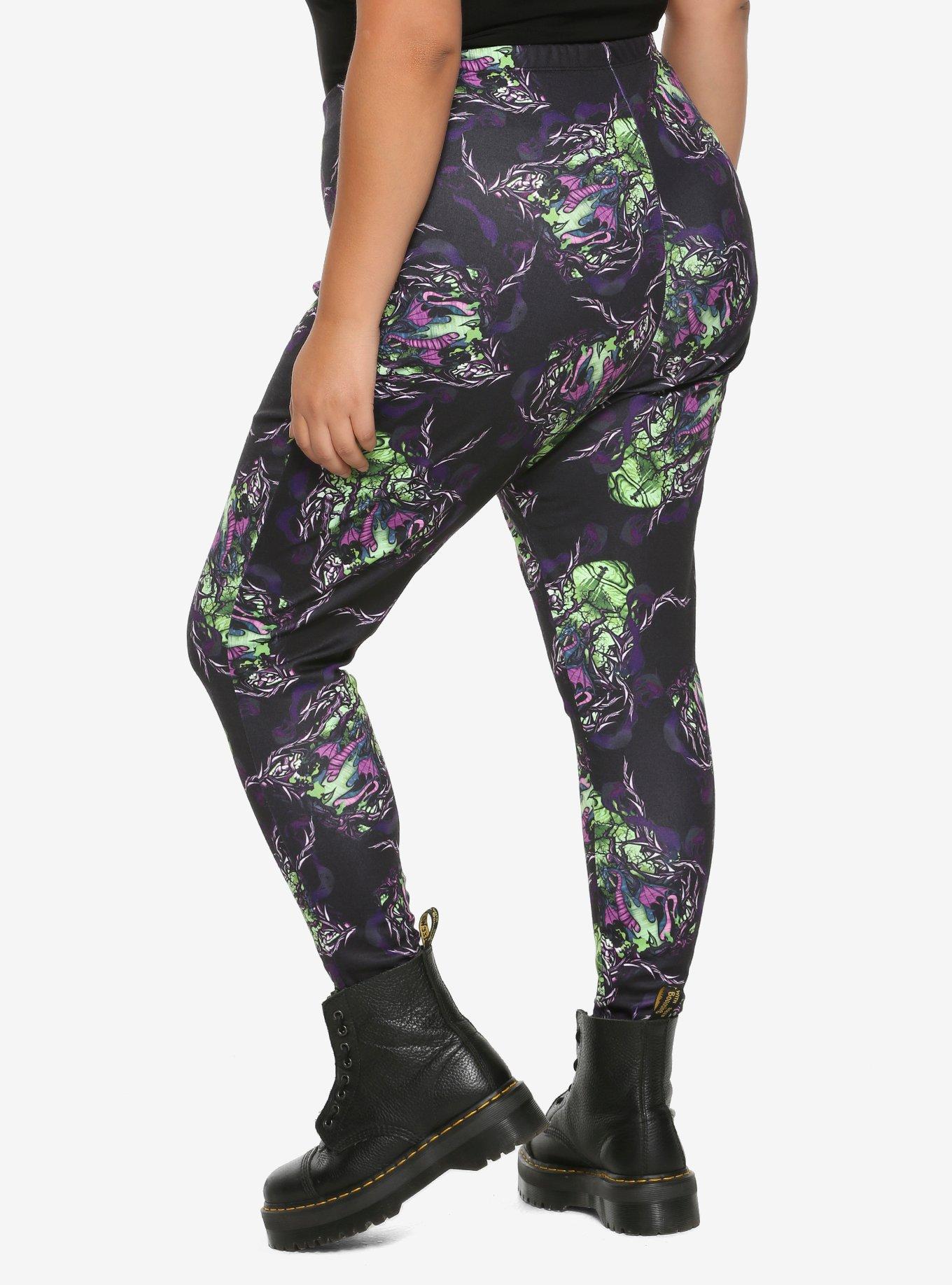 Disney Sleeping Beauty Maleficent Zip-Front O-Ring Leggings Plus Size, MULTI, alternate