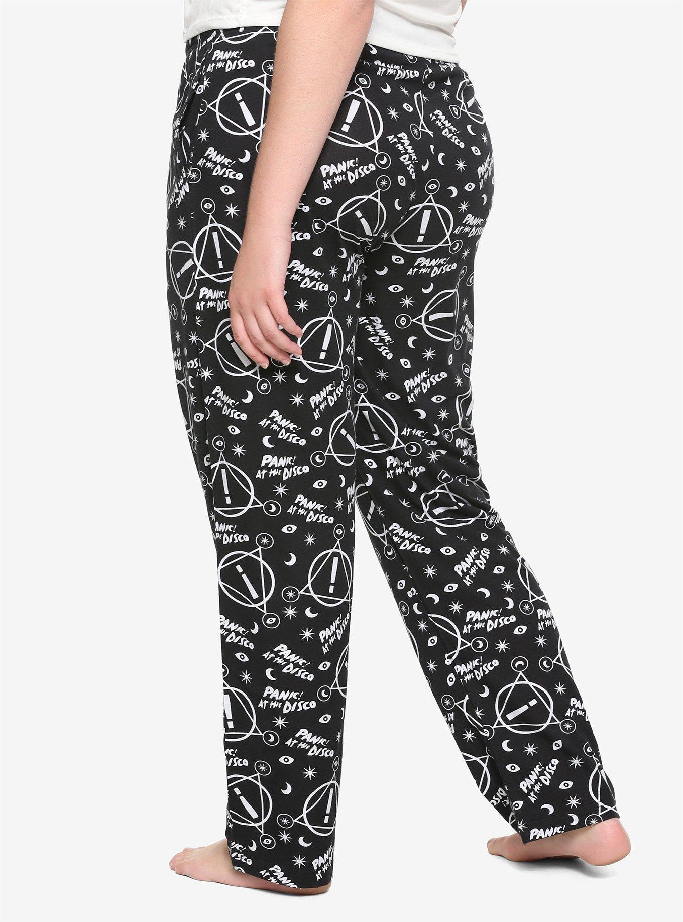 Panic! At The Disco Black & White Logo Girls Pajama Pants Plus Size, MULTI, alternate