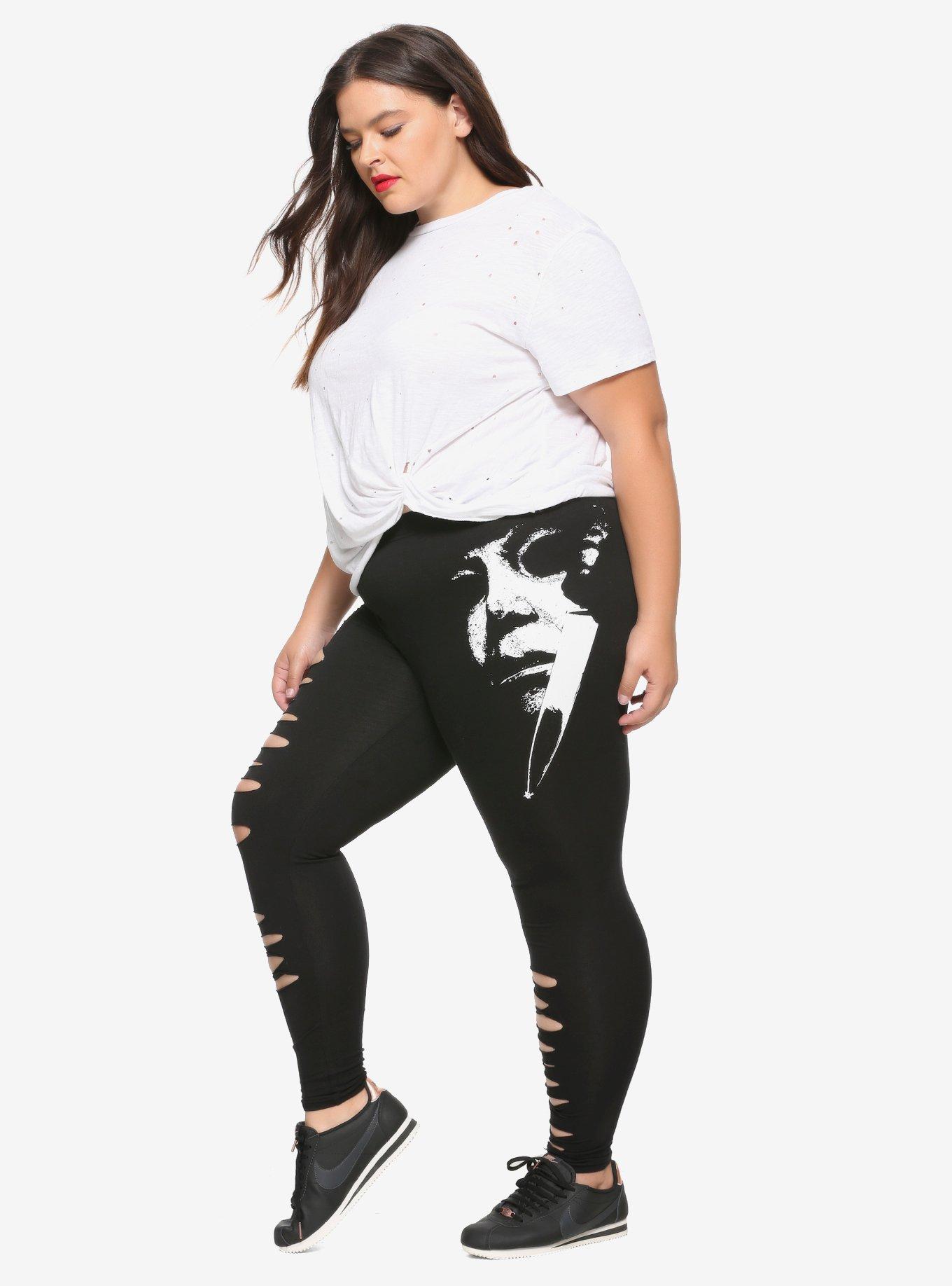 Halloween Michael Myers Slash Leggings Plus Size, WHITE, alternate