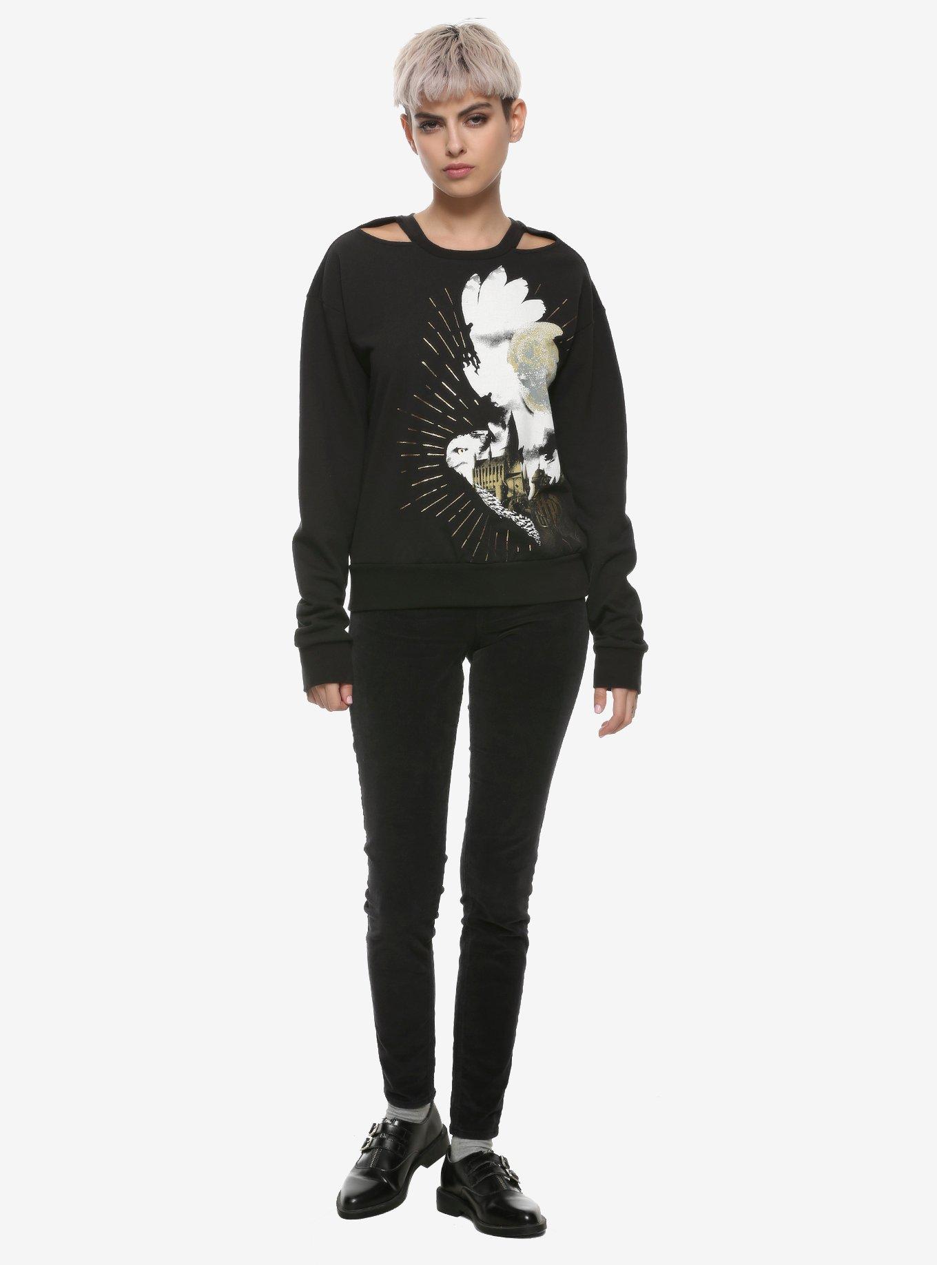 Harry Potter Hedwig Cutout Girls Sweatshirt, WHITE, alternate